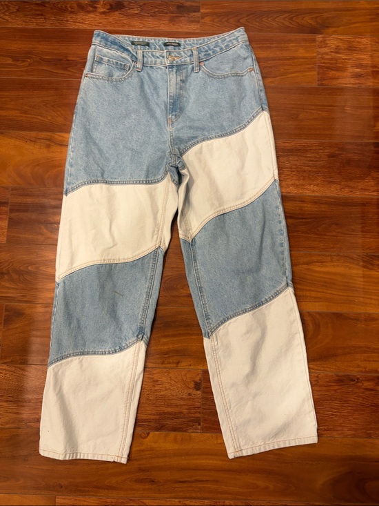 wild fable Denim - Wild Fable High Rise 90s Relaxed Straight Patchwork Jeans Two Tone Size 10